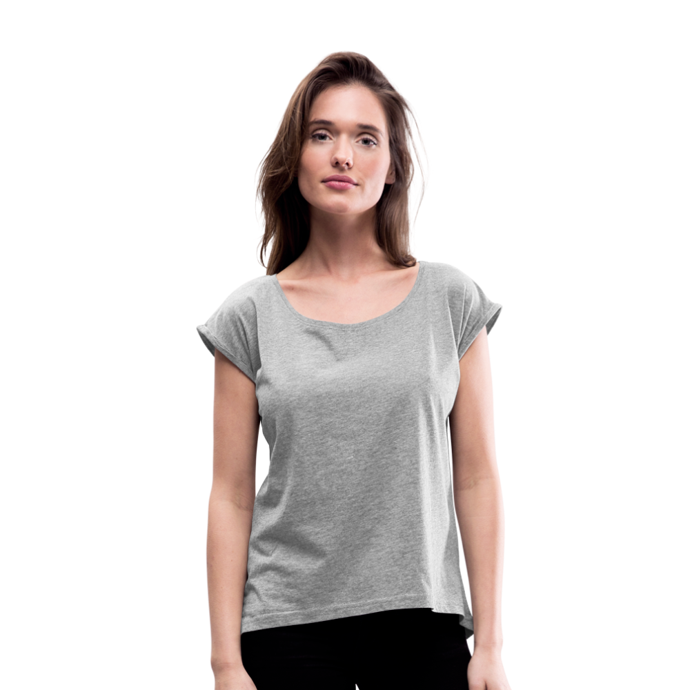 Frauen T-Shirt mit gerollten Ärmeln - Grau meliert