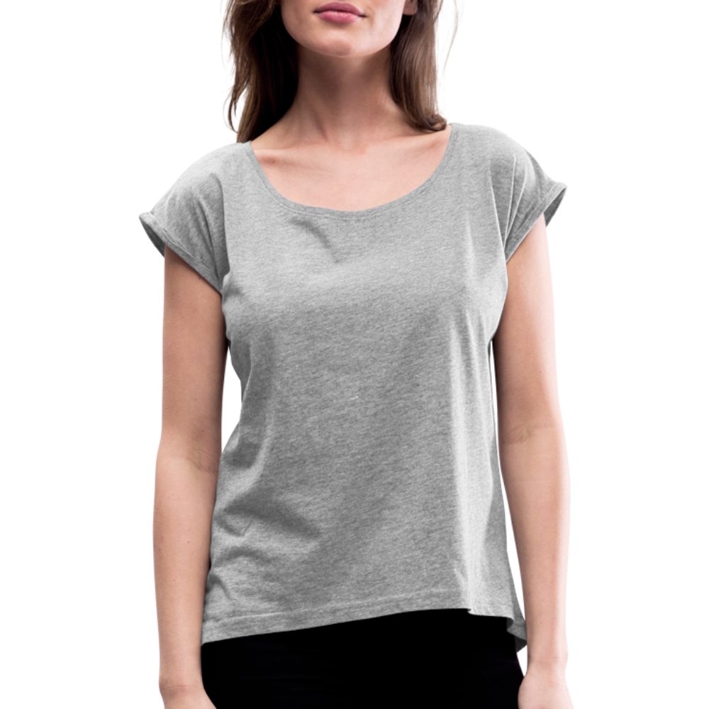 Frauen T-Shirt mit gerollten Ärmeln - Grau meliert