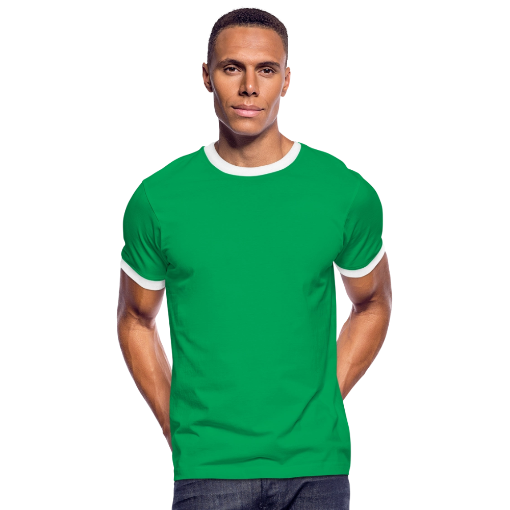 Männer Kontrast-T-Shirt in 7 Farben - Kelly Green/Weiß