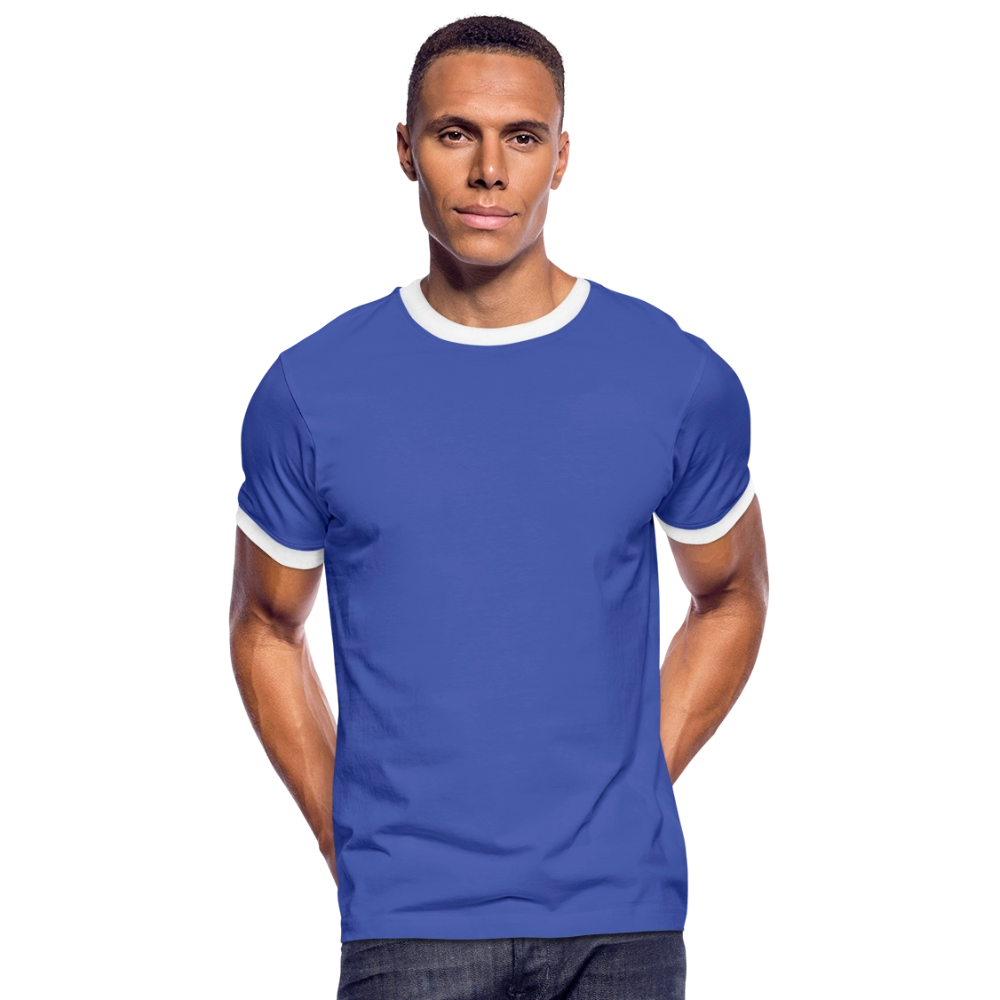 Männer Kontrast-T-Shirt in 7 Farben - Blau/Weiß