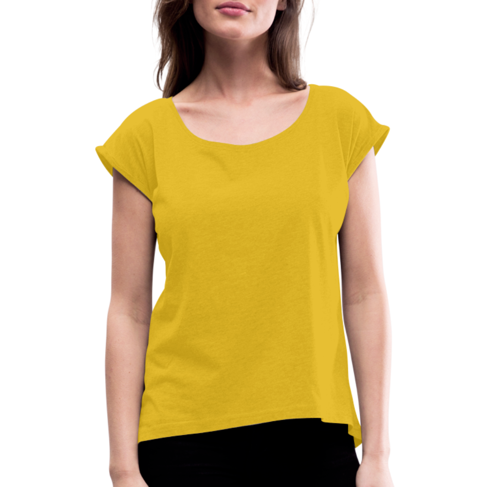 Frauen T-Shirt mit gerollten Ärmeln - Senfgelb