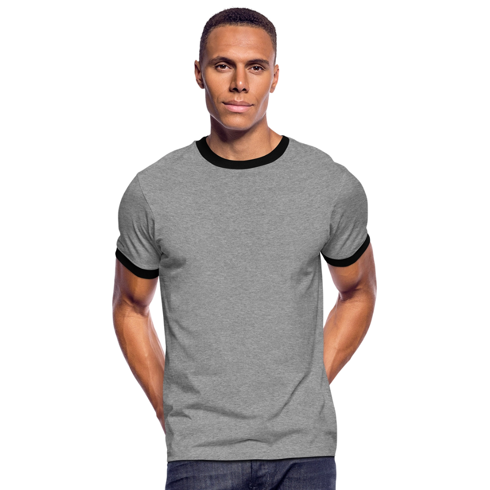 Männer Kontrast-T-Shirt in 7 Farben - Grau meliert/Schwarz