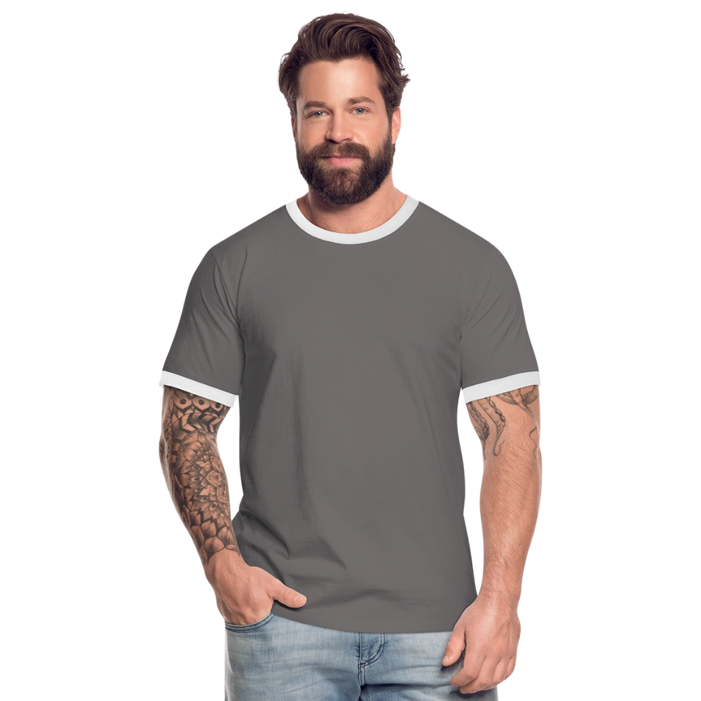 Männer Kontrast-T-Shirt in 7 Farben - Dunkelgrau/Weiß