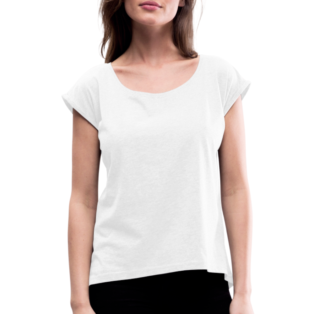 Frauen T-Shirt mit gerollten Ärmeln - Weiß