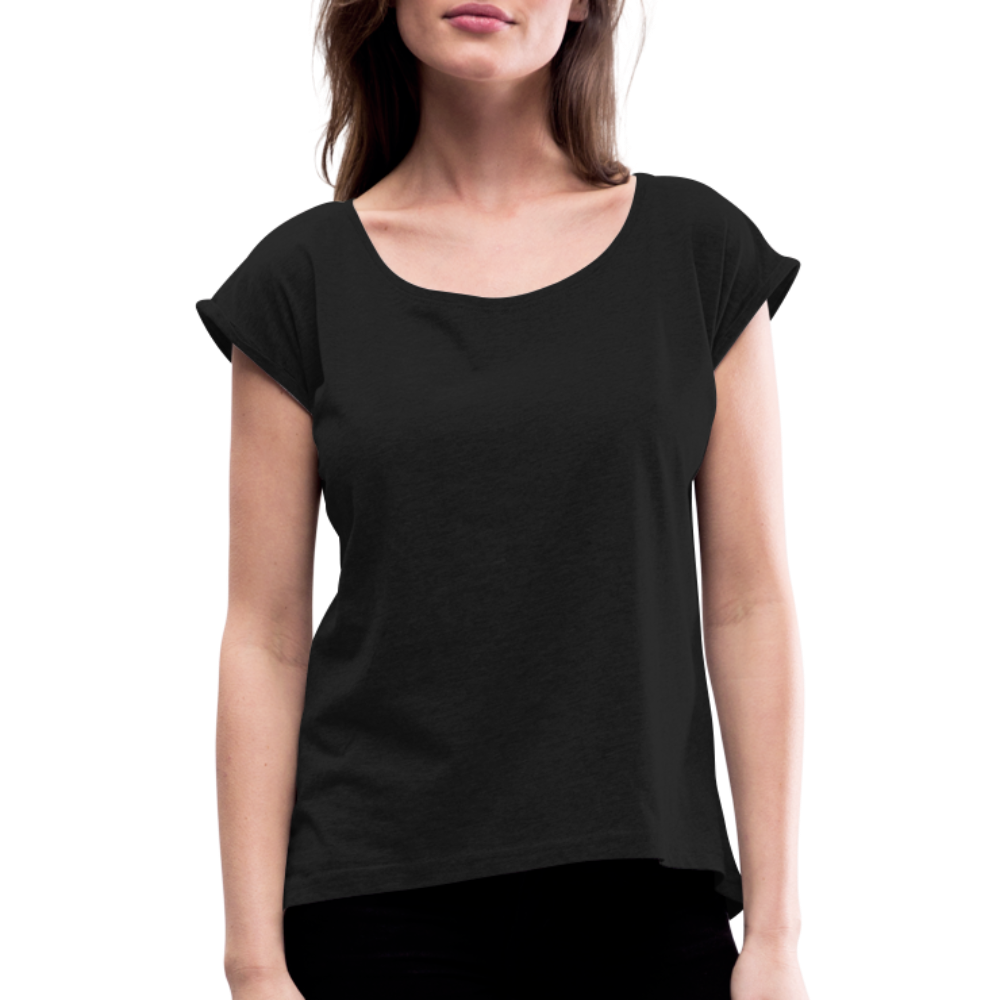 Frauen T-Shirt mit gerollten Ärmeln - Schwarz