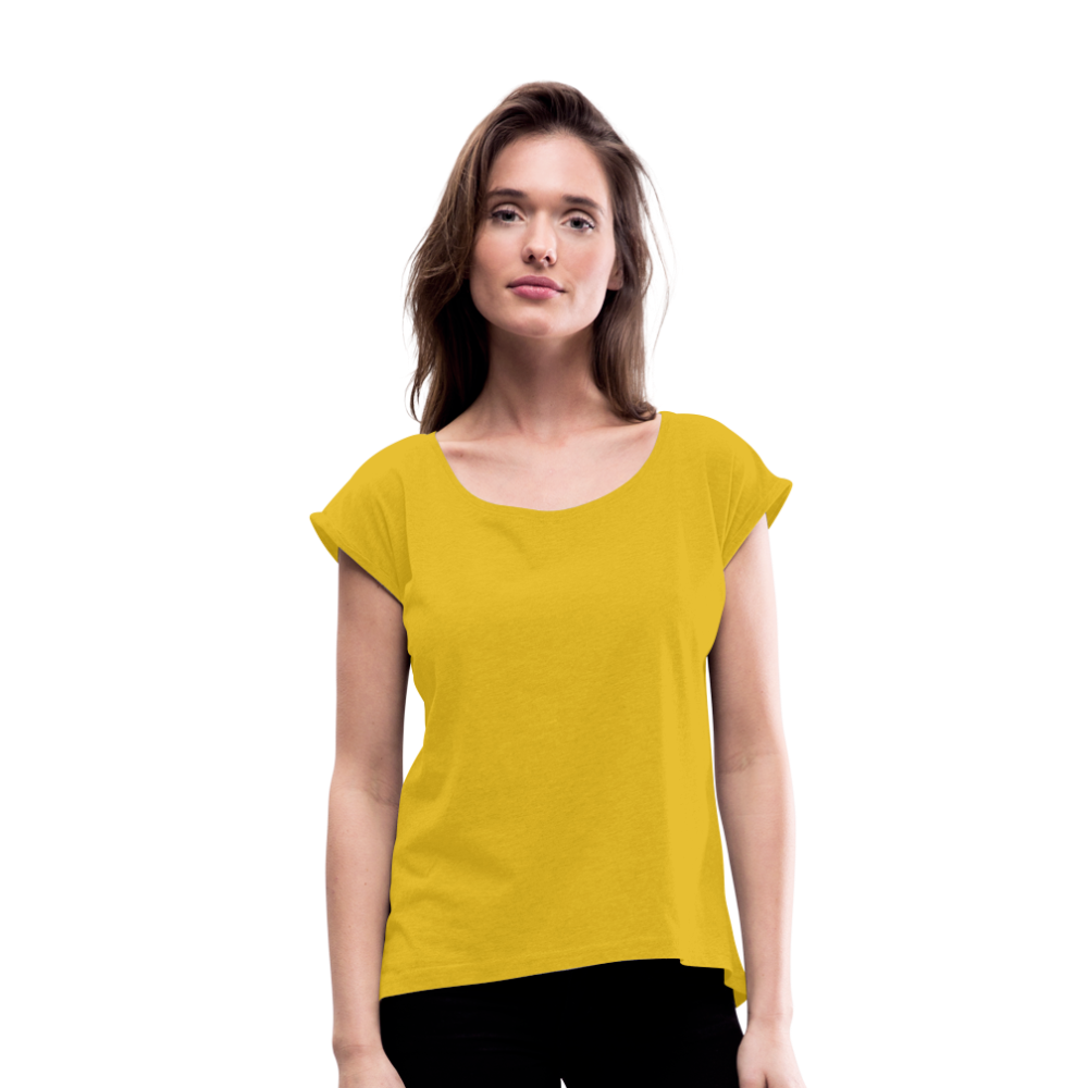Frauen T-Shirt mit gerollten Ärmeln - Senfgelb