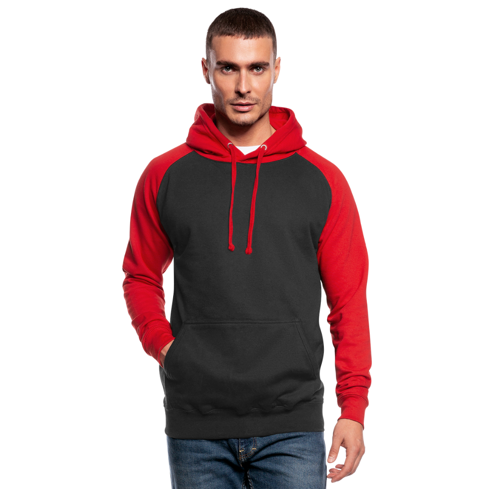 Unisex Baseball Hoodie in 3 Farben - Schwarz/Rot