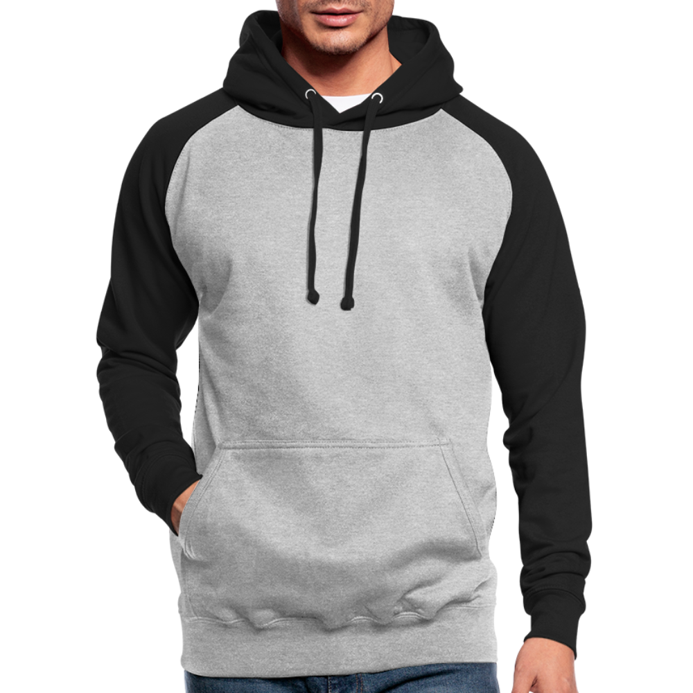 Unisex Baseball Hoodie in 3 Farben - Grau meliert/Schwarz