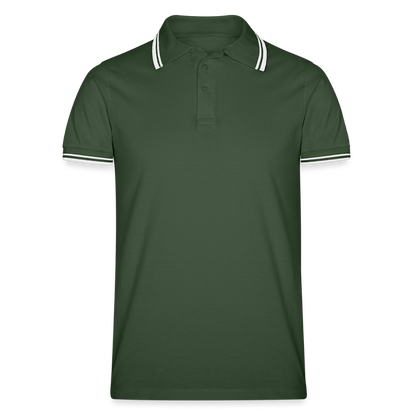 Männer Tipped Poloshirt - Tannengrün/Weiß