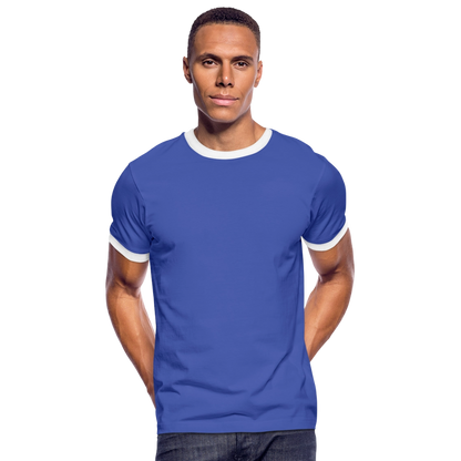 Männer Kontrast-T-Shirt in 7 Farben - Blau/Weiß