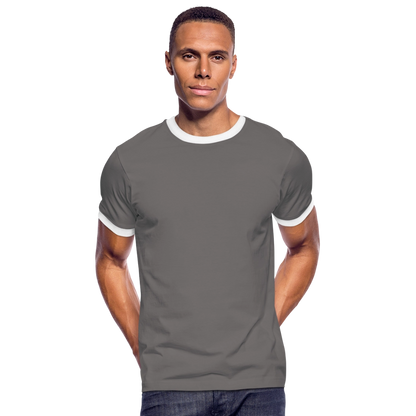 Männer Kontrast-T-Shirt in 7 Farben - Dunkelgrau/Weiß