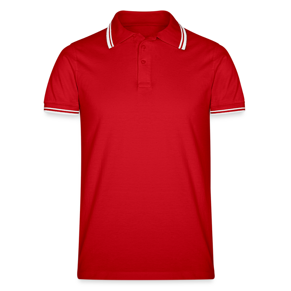 Männer Tipped Poloshirt - Rot/Weiß