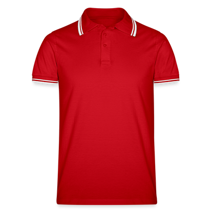 Männer Tipped Poloshirt - Rot/Weiß
