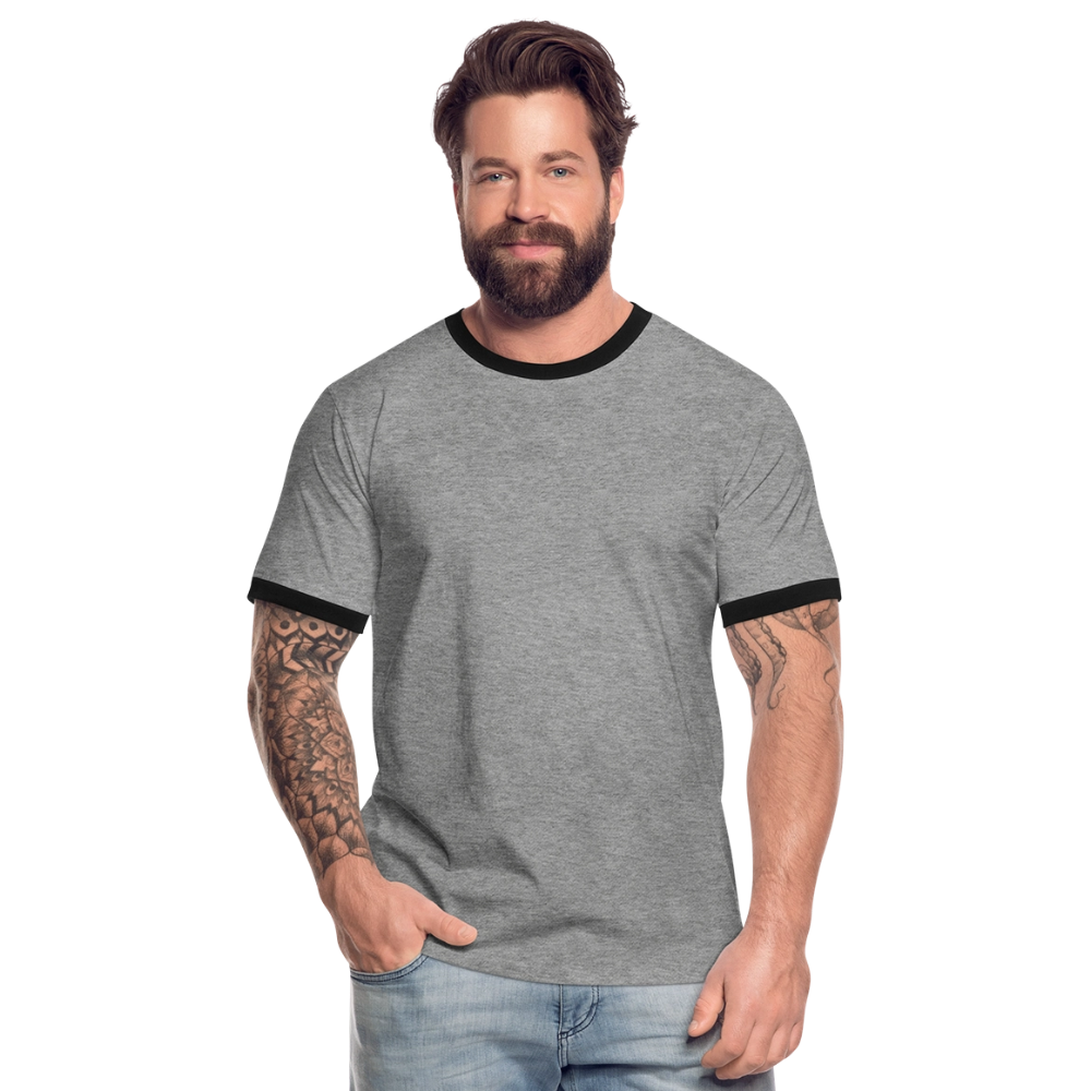 Männer Kontrast-T-Shirt in 7 Farben - Grau meliert/Schwarz
