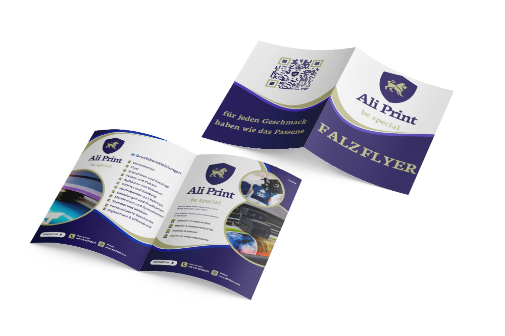 Flyer mit Mittelfalz DIN A7 bis A4