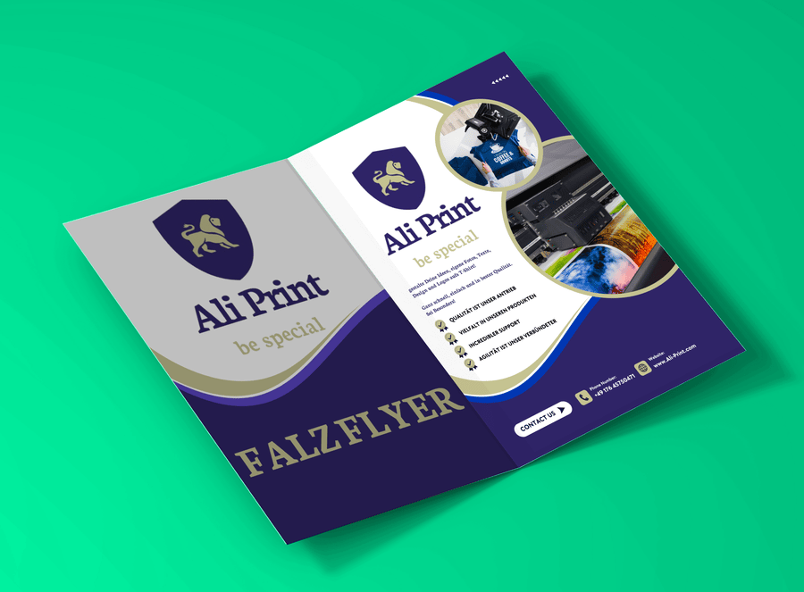 Flyer mit Mittelfalz DIN A7 bis A4