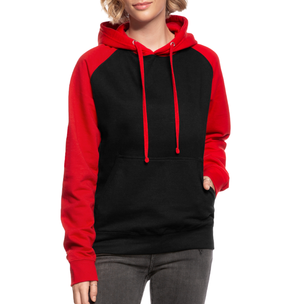 Unisex Baseball Hoodie - Schwarz/Rot