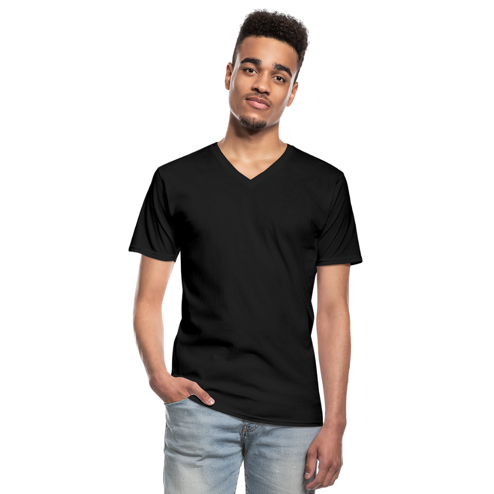 Klassisches Männer-T-Shirt mit V-Ausschnitt in 4 Farben - Schwarz