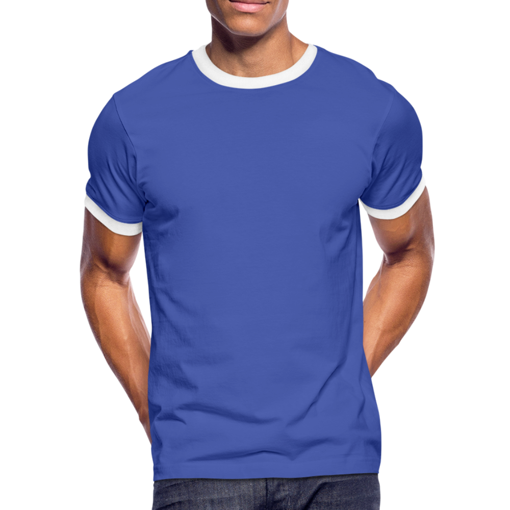 Männer Kontrast-T-Shirt in 7 Farben - Blau/Weiß