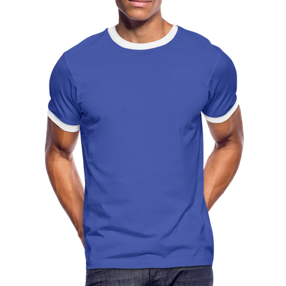 Männer Kontrast-T-Shirt in 7 Farben - Blau/Weiß
