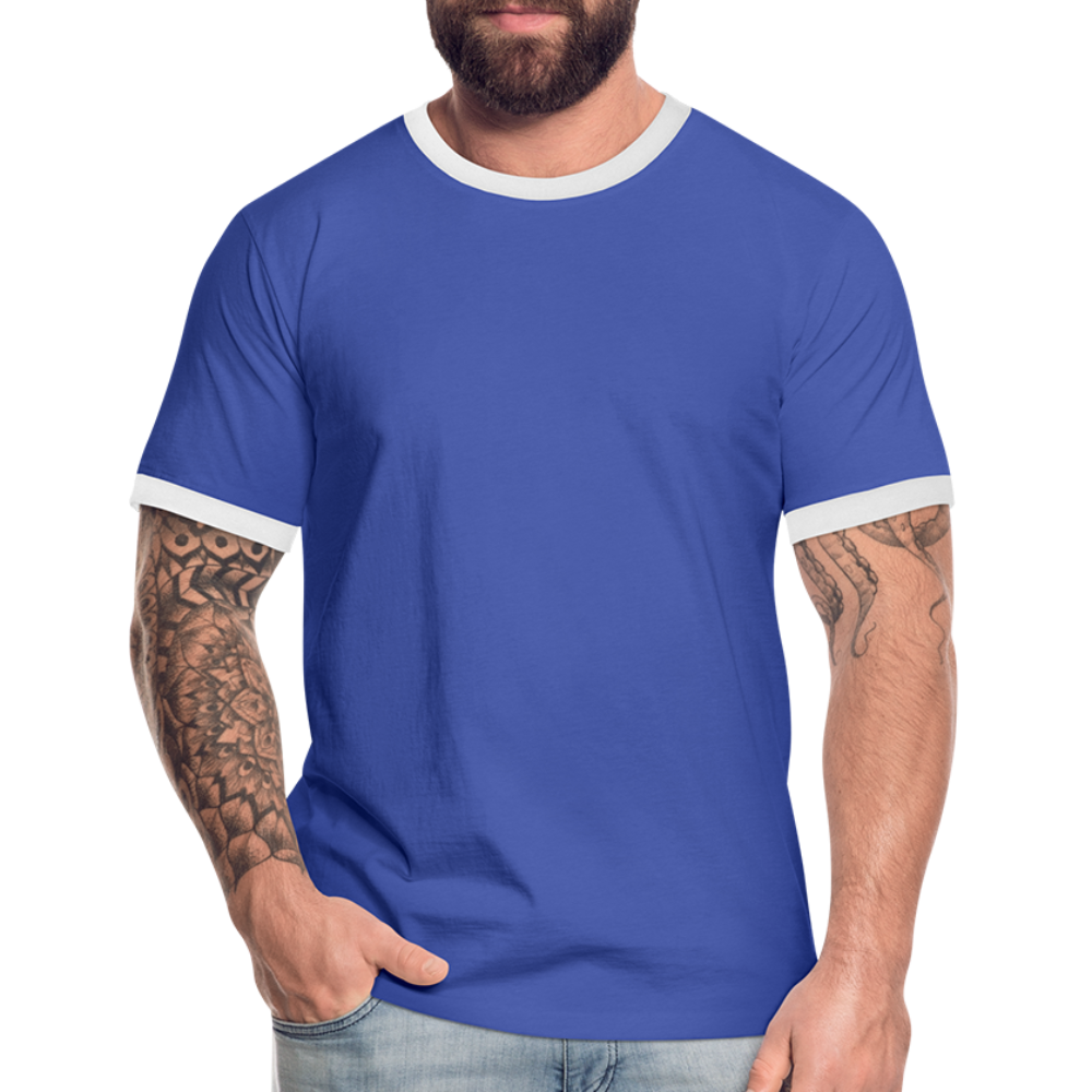 Männer Kontrast-T-Shirt in 7 Farben - Blau/Weiß