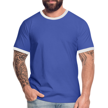Männer Kontrast-T-Shirt in 7 Farben - Blau/Weiß
