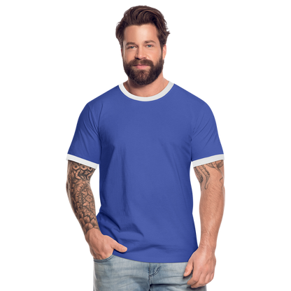 Männer Kontrast-T-Shirt in 7 Farben - Blau/Weiß