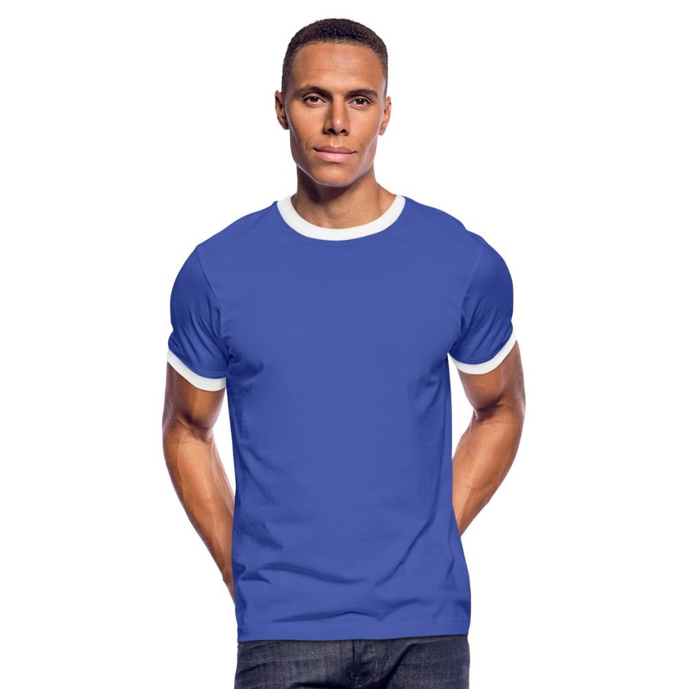Männer Kontrast-T-Shirt in 7 Farben - Blau/Weiß