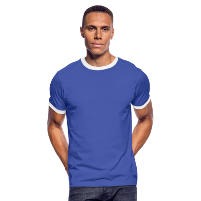 Männer Kontrast-T-Shirt in 7 Farben - Blau/Weiß