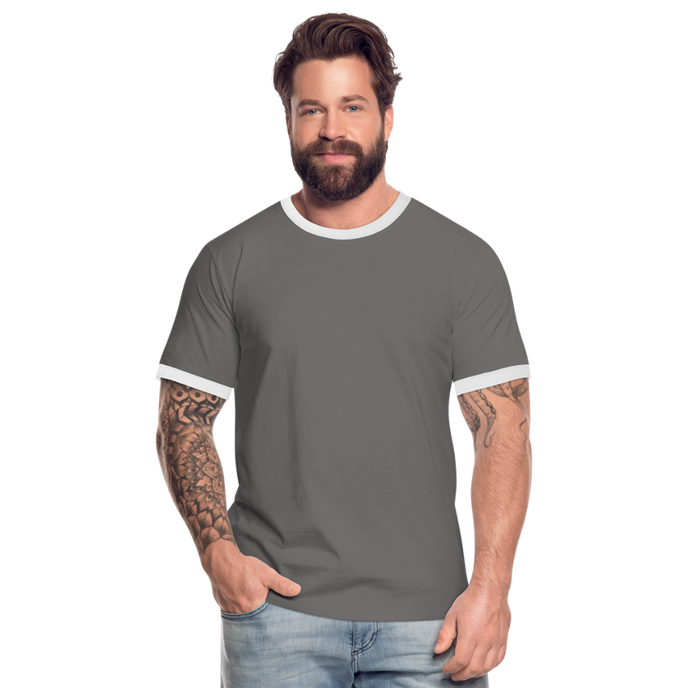 Männer Kontrast-T-Shirt in 7 Farben - Dunkelgrau/Weiß