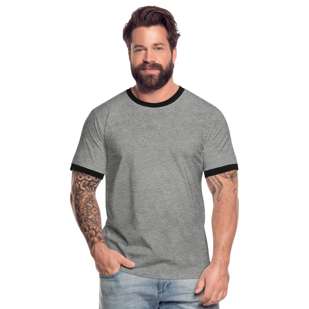 Männer Kontrast-T-Shirt in 7 Farben - Grau meliert/Schwarz