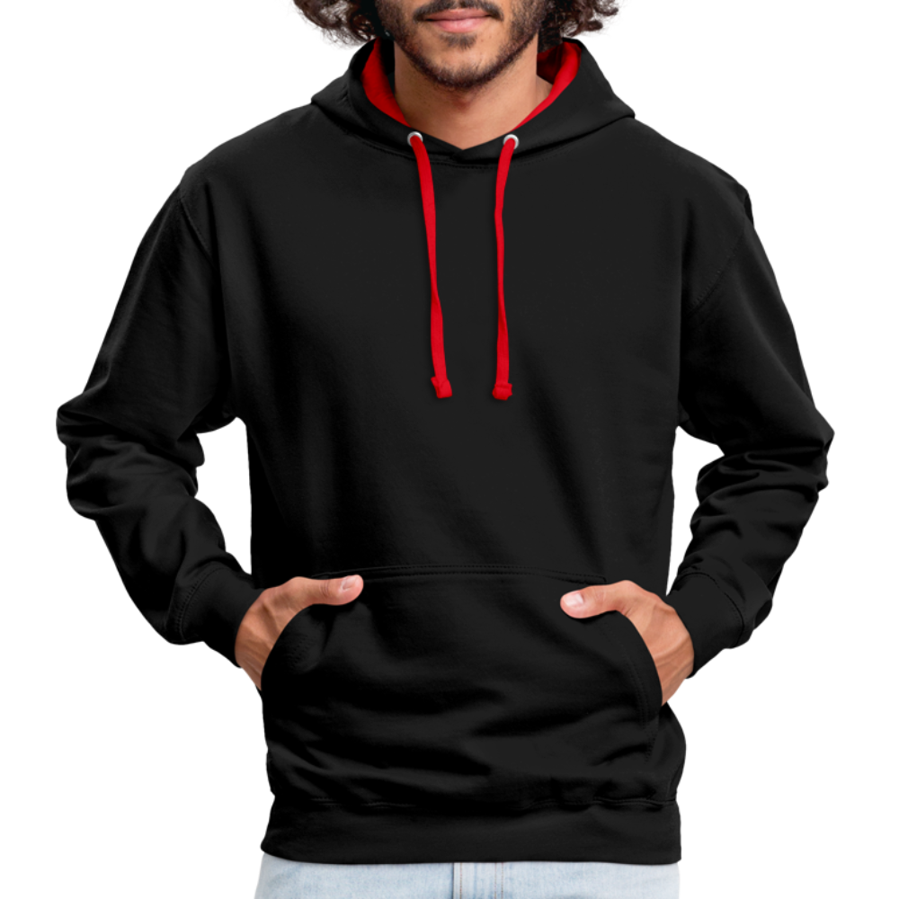 Kontrast-Hoodie in 10 Farben - Schwarz/Rot