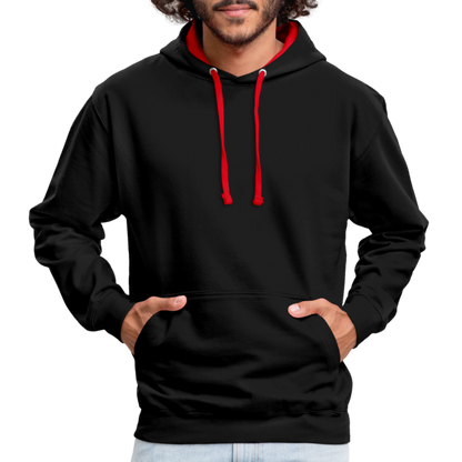 Kontrast-Hoodie in 10 Farben - Schwarz/Rot