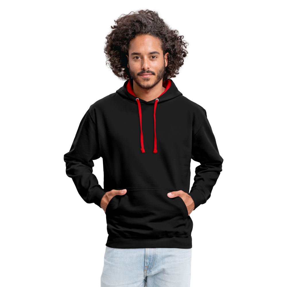 Kontrast-Hoodie in 10 Farben - Schwarz/Rot