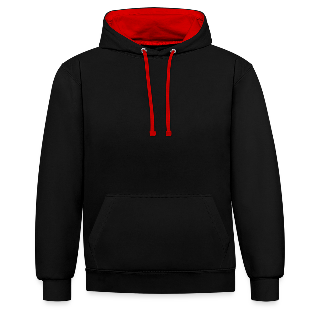 Kontrast-Hoodie in 10 Farben - Schwarz/Rot
