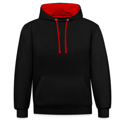 Kontrast-Hoodie in 10 Farben - Schwarz/Rot