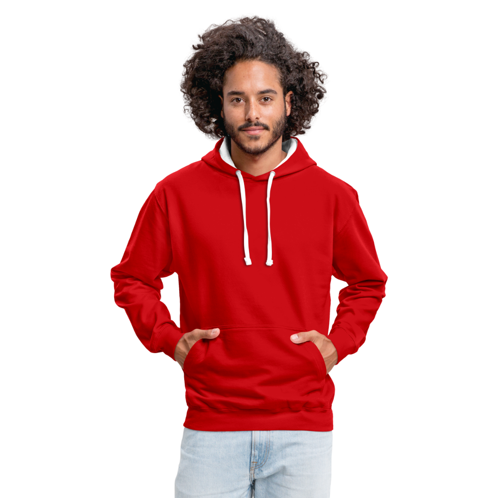 Kontrast-Hoodie in 10 Farben - Rot/Weiß