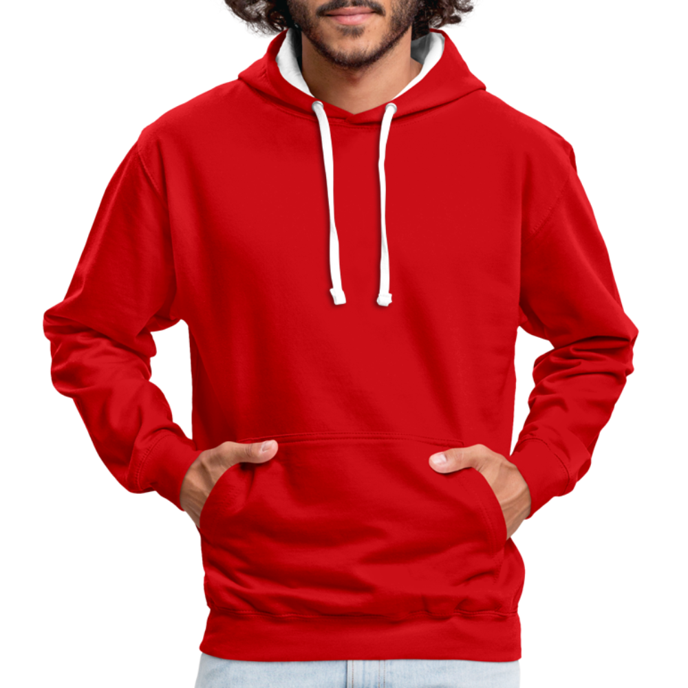 Kontrast-Hoodie in 10 Farben - Rot/Weiß