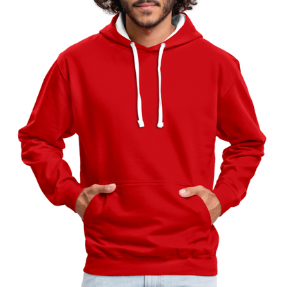 Kontrast-Hoodie in 10 Farben - Rot/Weiß