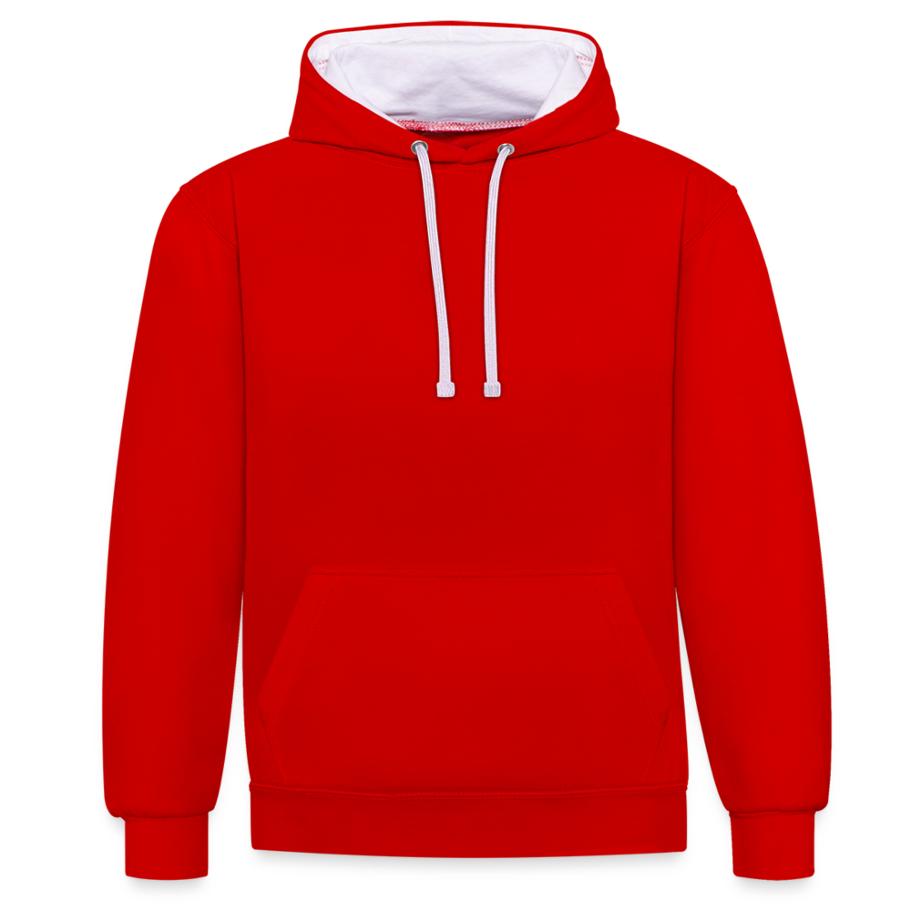 Kontrast-Hoodie in 10 Farben - Rot/Weiß