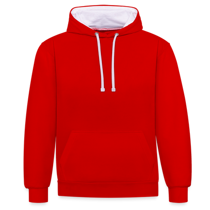 Kontrast-Hoodie in 10 Farben - Rot/Weiß