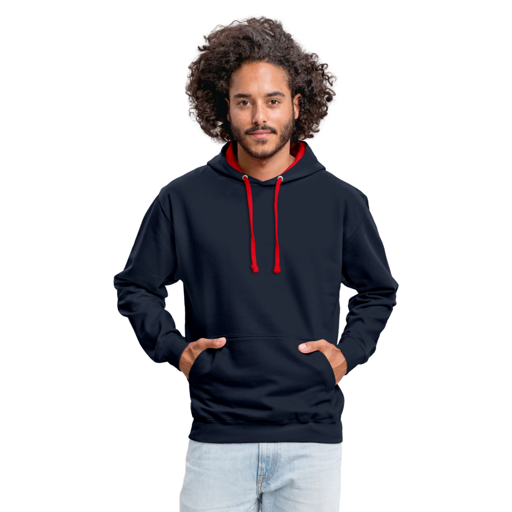 Kontrast-Hoodie in 10 Farben - Navy/Rot