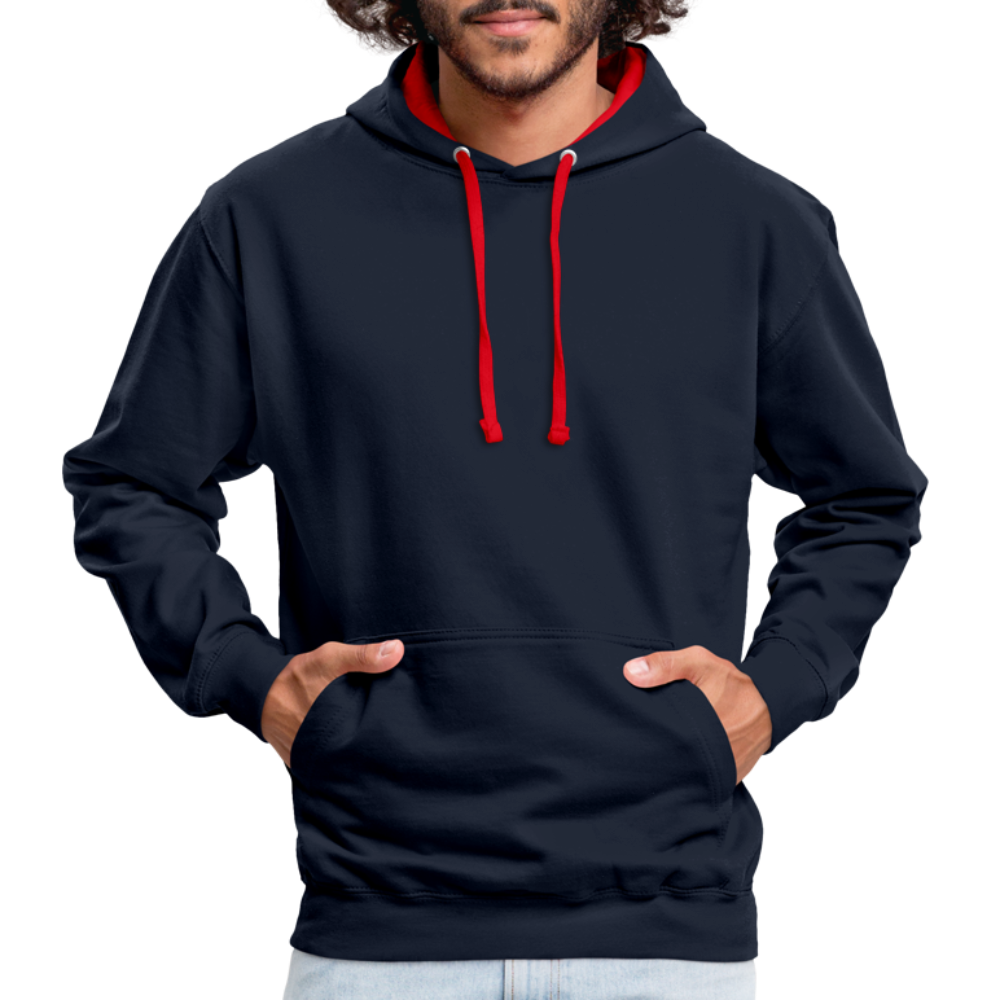 Kontrast-Hoodie in 10 Farben - Navy/Rot