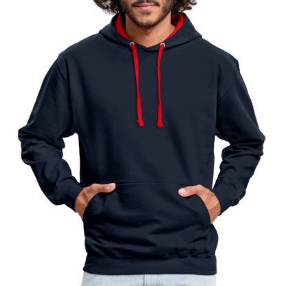 Kontrast-Hoodie in 10 Farben - Navy/Rot