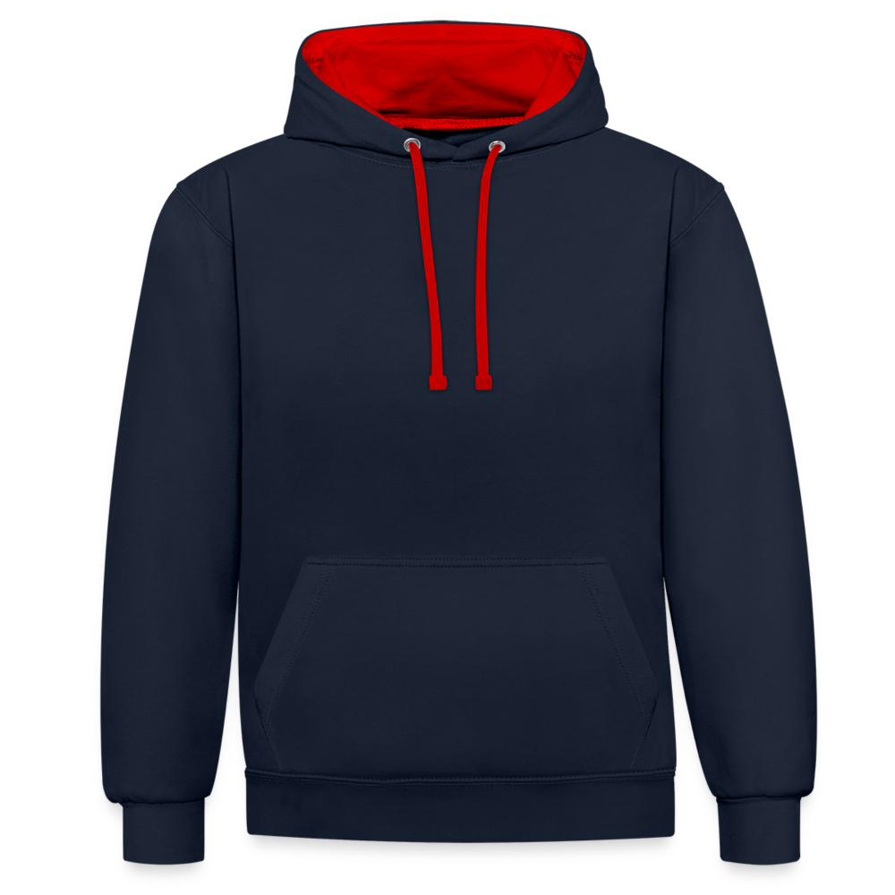 Kontrast-Hoodie in 10 Farben - Navy/Rot