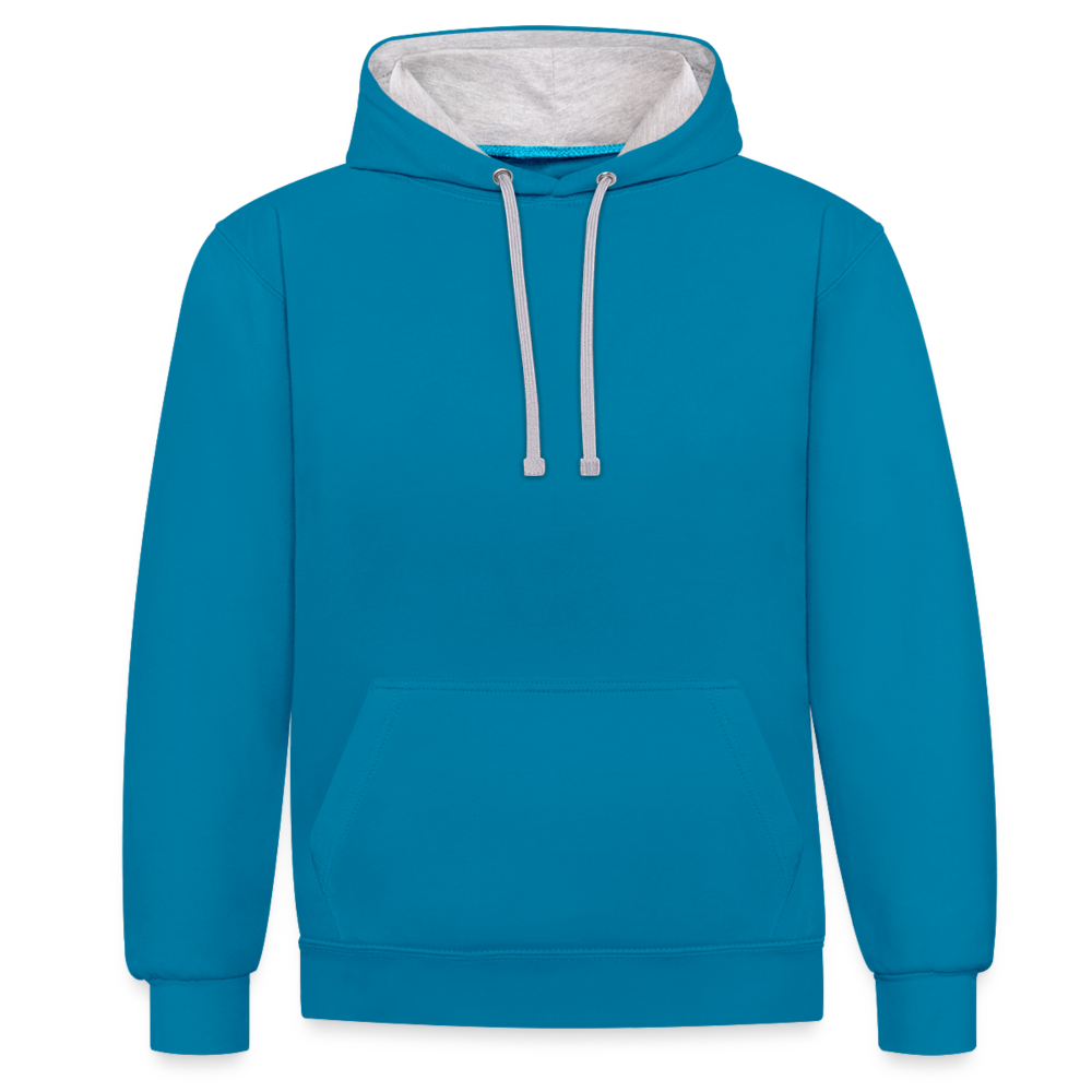 Kontrast-Hoodie in 10 Farben - Pfauenblau/Grau meliert