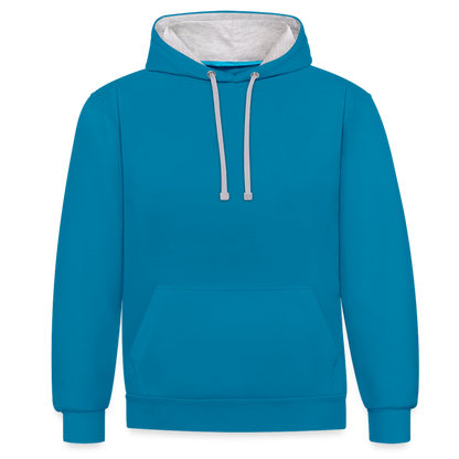 Kontrast-Hoodie in 10 Farben - Pfauenblau/Grau meliert