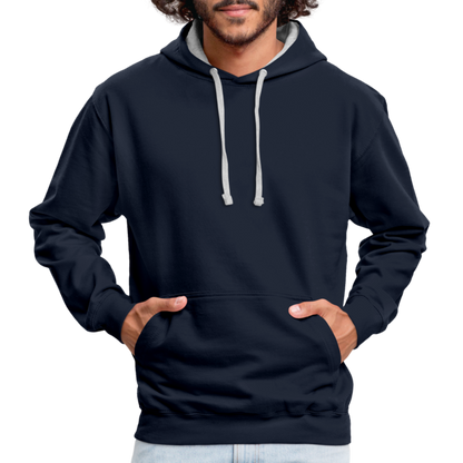 Kontrast-Hoodie in 10 Farben - Navy/Grau meliert