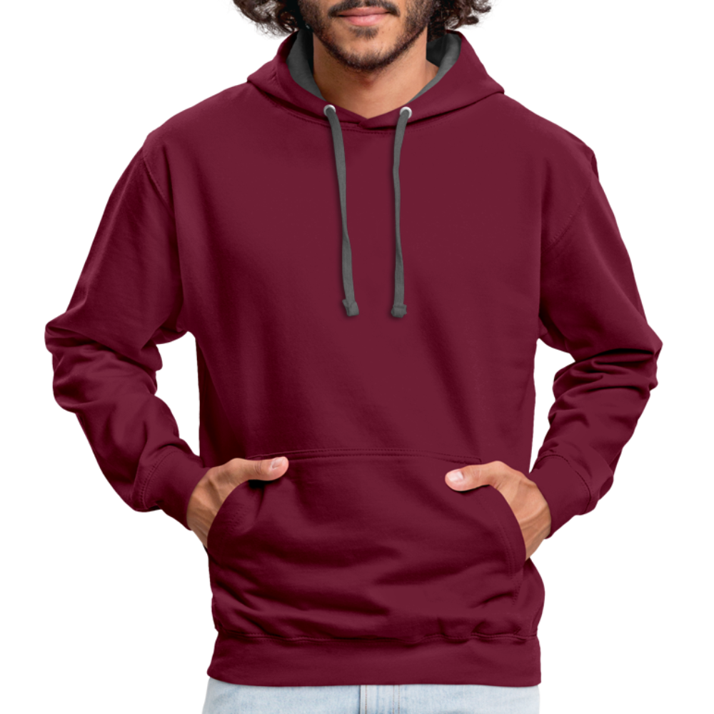 Kontrast-Hoodie in 10 Farben - Weinrot/Anthrazit