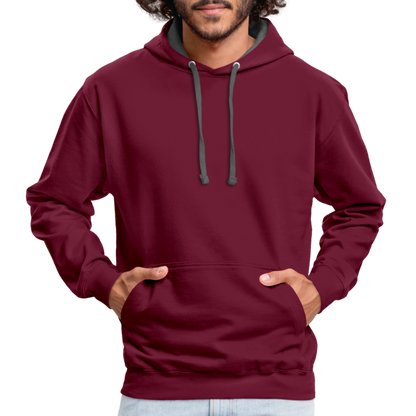 Kontrast-Hoodie in 10 Farben - Weinrot/Anthrazit